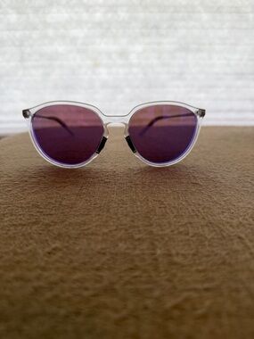Oakley Sielo Clear Frame Sunglasses with Purple Lenses